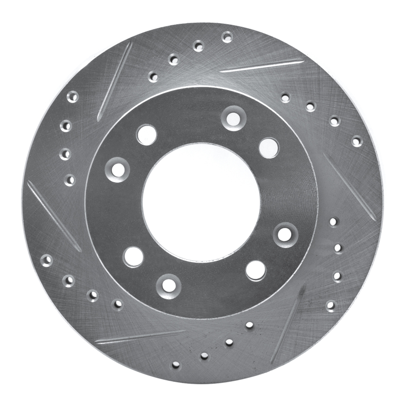 Picture of RNC Brake Rotor - Drill & Slot - R1 86-88 Mazda RX-7 Front Left Drilled & Slotted Silver Brake Rotor rnc631-80012L