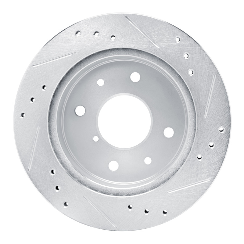 Picture of RNC Brake Rotor - Drill & Slot - R1 84-85 Mazda RX-7 Rear Left Drilled & Slotted Silver Brake Rotor rnc631-80008L