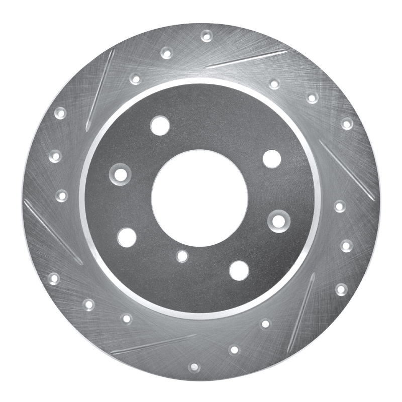 Picture of RNC Brake Rotor - Drill & Slot - R1 86-88 Mazda RX-7 Rear Left Drilled & Slotted Silver Brake Rotor rnc631-80014L
