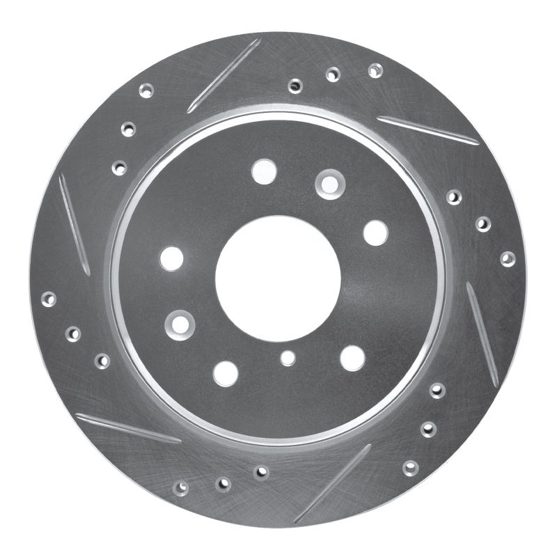 Picture of RNC Brake Rotor - Drill & Slot - R1 86-91 Mazda RX-7 Rear Left Drilled & Slotted Silver Brake Rotor rnc631-80015L