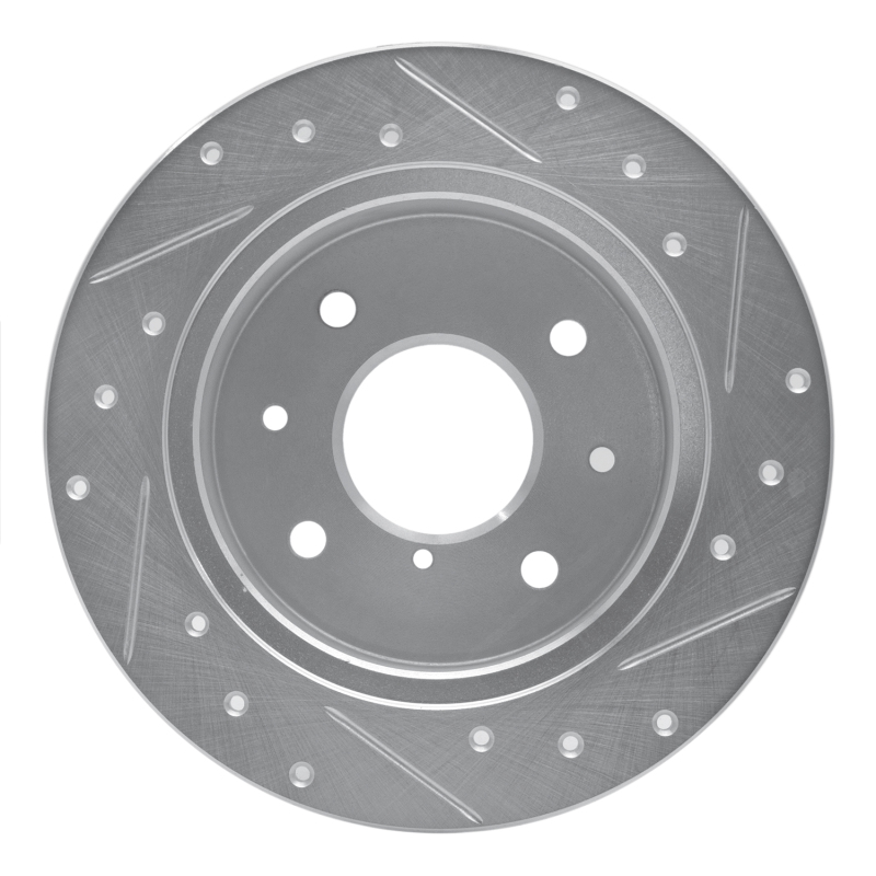 Picture of RNC Brake Rotor - Drill & Slot - R1 86-88 Mazda RX-7 Rear Left Drilled & Slotted Silver Brake Rotor rnc631-80014L