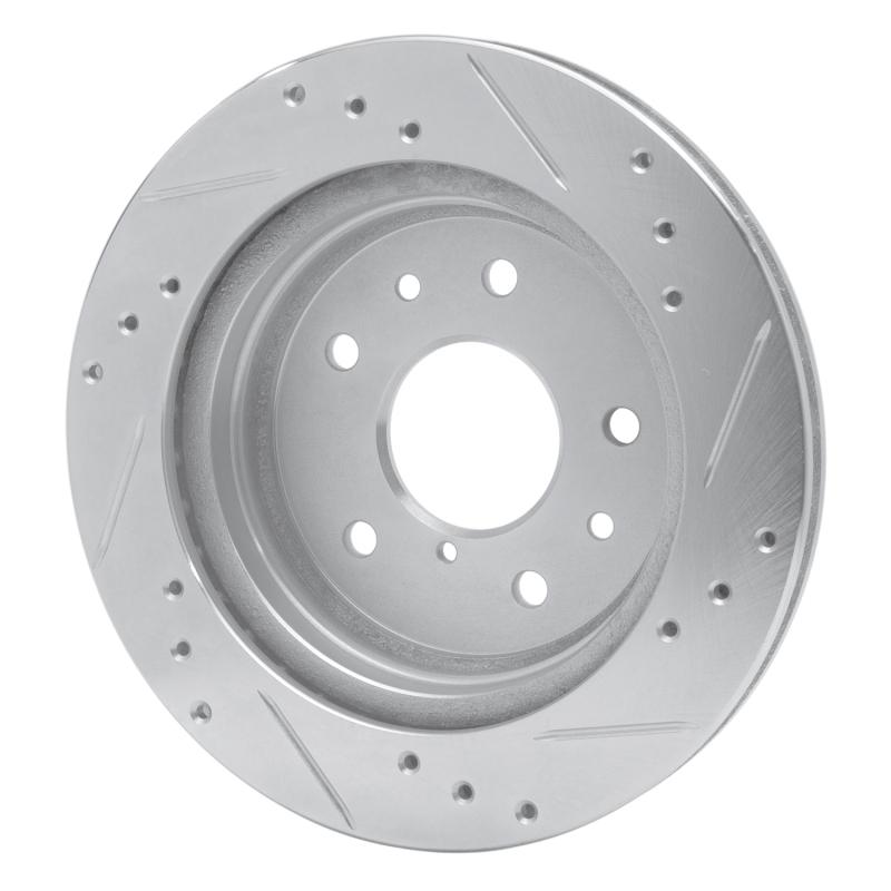 Picture of RNC Brake Rotor - Drill & Slot - R1 86-91 Mazda RX-7 Rear Left Drilled & Slotted Silver Brake Rotor rnc631-80015L
