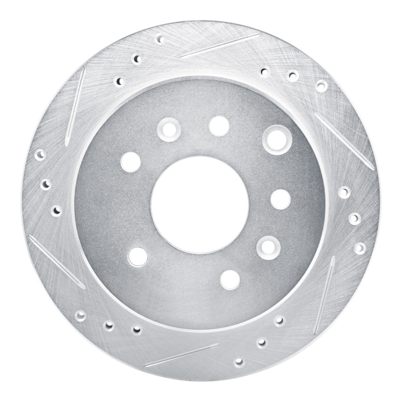 Picture of RNC Brake Rotor - Drill & Slot - R1 90-91 Mazda 929 Rear Left Drilled & Slotted Silver Brake Rotor rnc631-80026L