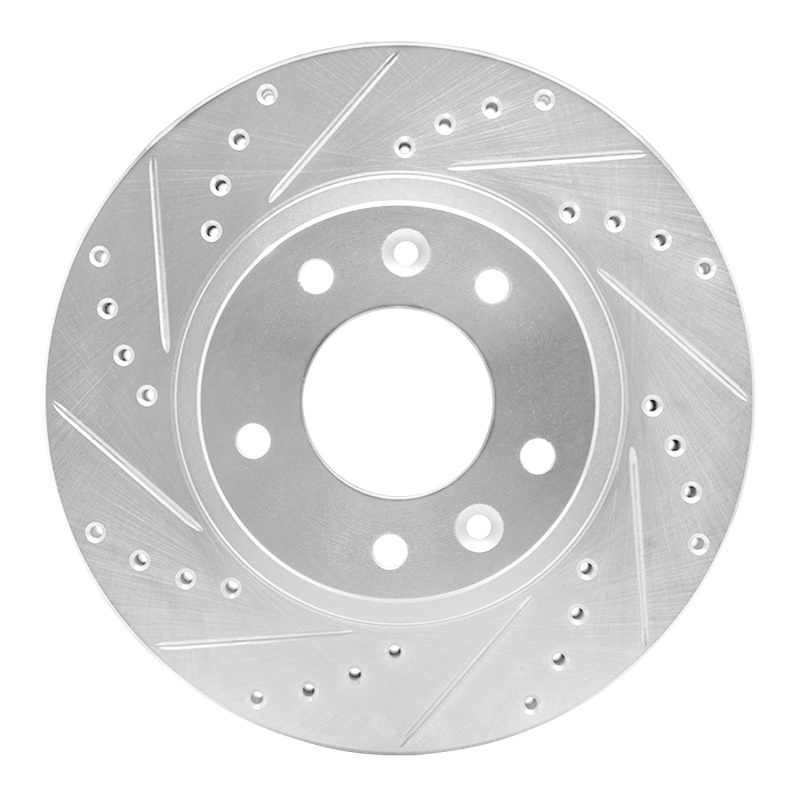 Picture of RNC Brake Rotor - Drill & Slot - R1 93-95 Mazda RX-7 Front Left Drilled & Slotted Silver Brake Rotor rnc631-80031L