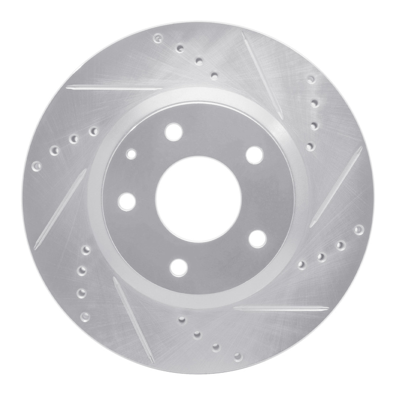 Picture of RNC Brake Rotor - Drill & Slot - R1 14-24 Mazda 3 Front Right Drilled & Slotted Silver Brake Rotor rnc631-80052R