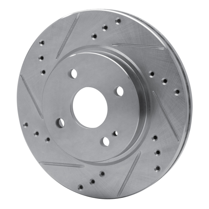 Picture of RNC Brake Rotor - Drill & Slot - R1 11-15 Mazda 2 (Mexico) Front Left Drilled & Slotted Silver Brake Rotor rnc631-80050L