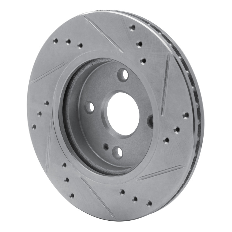 Picture of RNC Brake Rotor - Drill & Slot - R1 11-15 Mazda 2 (Mexico) Front Left Drilled & Slotted Silver Brake Rotor rnc631-80050L