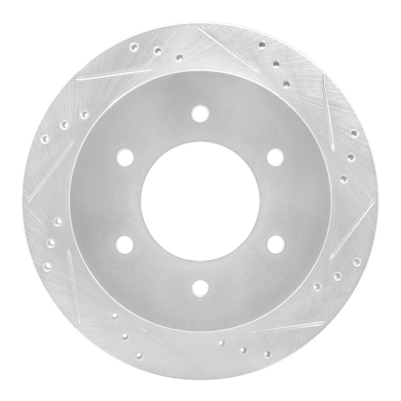 Picture of RNC Brake Rotor - Drill & Slot - R1 15-17 Mitsubishi Montero Limited (Mexico) Rear Right Drilled & Slotted Silver Brake Rotor rnc631-92006R