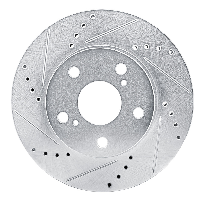 Picture of RNC Brake Rotor - Drill & Slot - R1 13-19 Toyota Hilux (Mexico) Front Left Drilled & Slotted Silver Brake Rotor rnc631-92042L