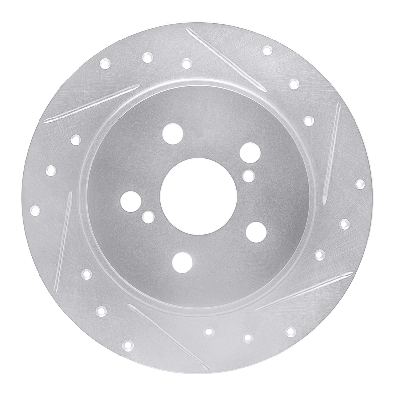 Picture of RNC Brake Rotor - Drill & Slot - R1 09-15 Toyota Corolla (Mexico) Rear Right Drilled & Slotted Silver Brake Rotor rnc631-92043R