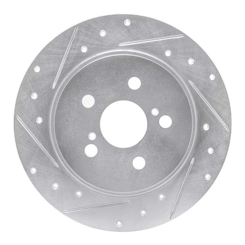 Picture of RNC Brake Rotor - Drill & Slot - R1 09-15 Toyota Corolla (Mexico) Rear Left Drilled & Slotted Silver Brake Rotor rnc631-92043L