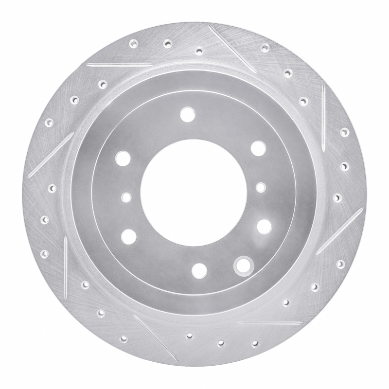 Picture of RNC Brake Rotor - Drill & Slot - R1 08-14 Mitsubishi Montero Limited (Mexico) Rear Right Drilled & Slotted Silver Brake Rotor rnc631-92060R