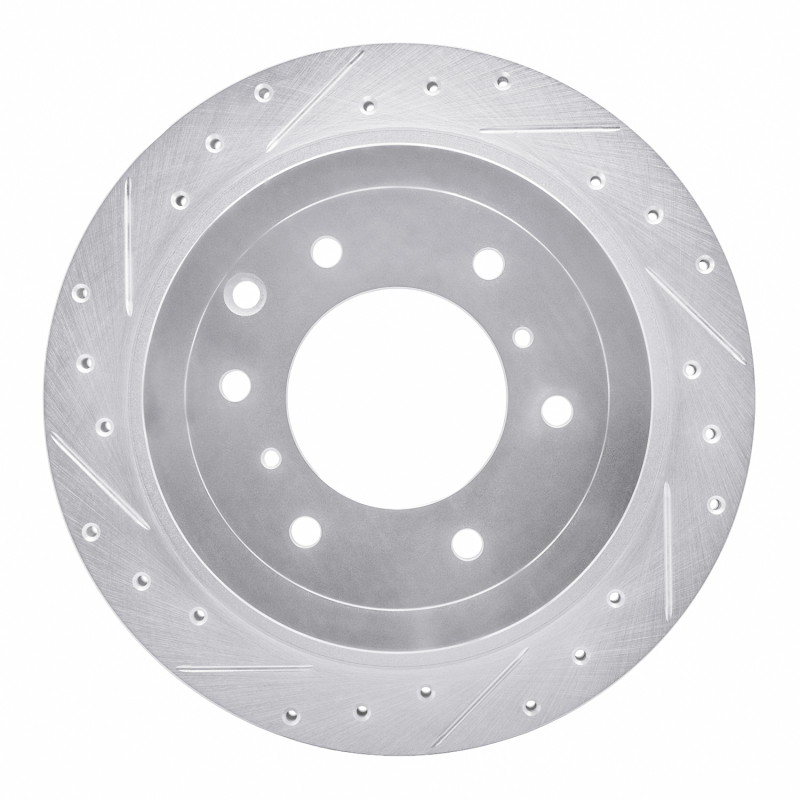 Picture of RNC Brake Rotor - Drill & Slot - R1 08-14 Mitsubishi Montero Limited (Mexico) Rear Left Drilled & Slotted Silver Brake Rotor rnc631-92060L