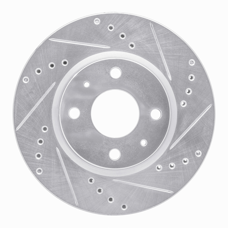 Picture of RNC Brake Rotor - Drill & Slot - R1 14-20 Peugeot 208 (Mexico) Rear Right Drilled & Slotted Silver Brake Rotor rnc631-92093R