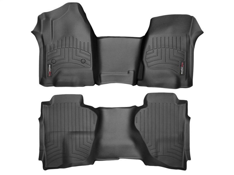 Picture of WeatherTech 14+ Chevrolet Silverado Front and Rear Floorliners - Over The Hump - Black