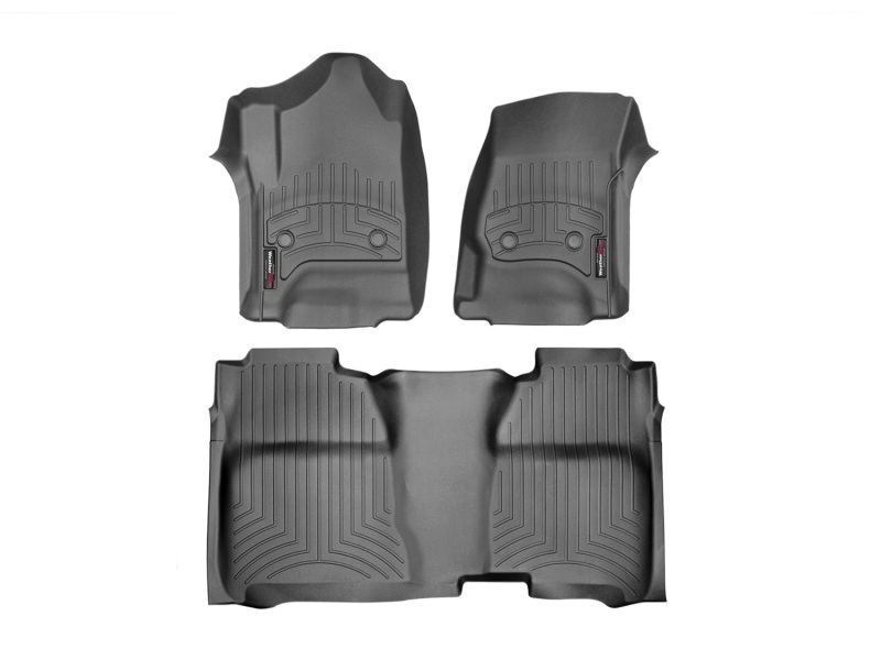 Picture of WeatherTech 14+ Chevy Silverado/GMC Sierra Crew and Double Cab Front and Rear FloorLiners - Black