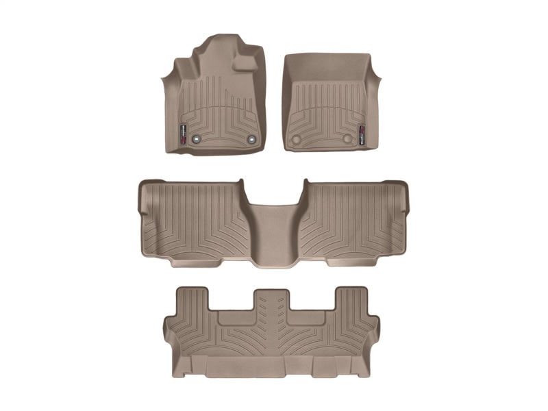 Picture of WeatherTech 12+ Toyota Sequoia Front/Rear/and Rear Floorliners w/Center Aisle - Tan
