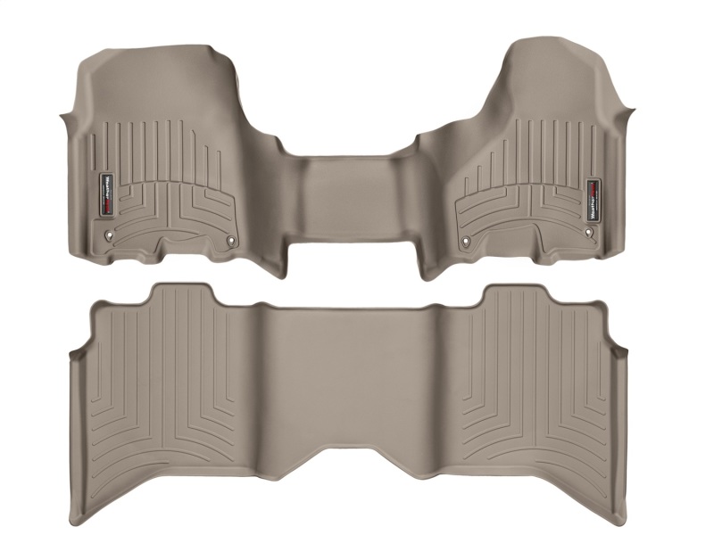 Picture of WeatherTech 12+ Dodge Ram 1500 Crew Cab Front and Rear Floorliners - Over The Hump - Tan