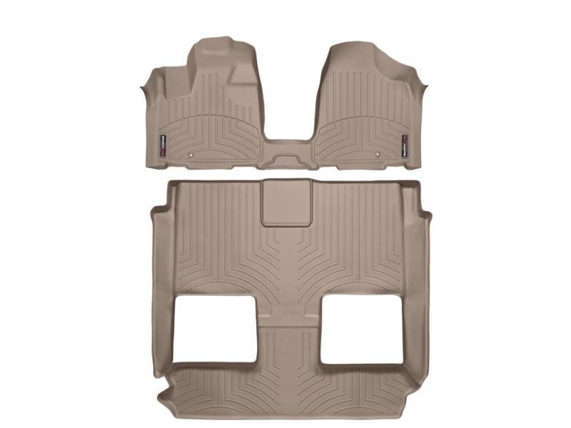 Picture of WeatherTech 11+ Chrysler Town & Country Front and Rear FloorLiners (Over The Hump) - Tan