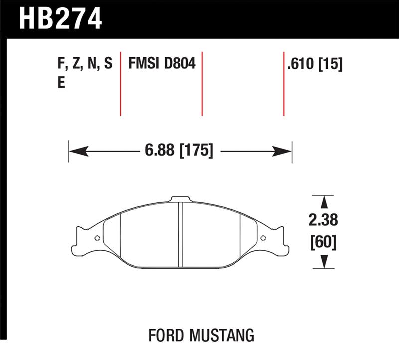 Picture of Hawk 99-04 Ford Mustang Base/GT Performance Ceramic Street Front Brake Pads