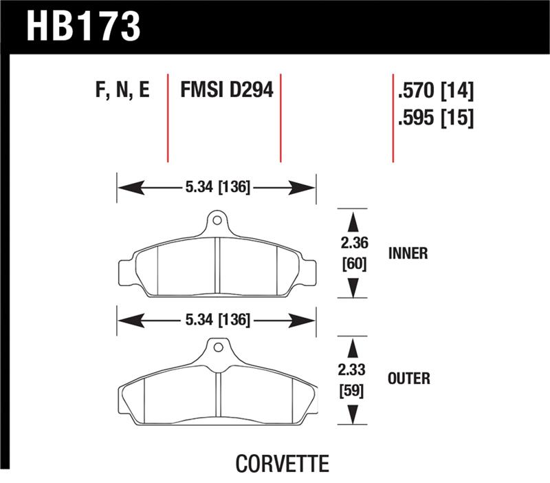 Picture of Hawk Performance HAWK HPS Brake Pad Sets - HB173F.570