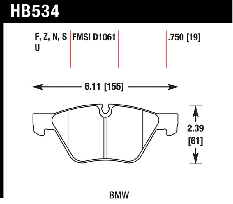 Picture of Hawk Performance HAWK HPS Brake Pad Sets - HB534F.750
