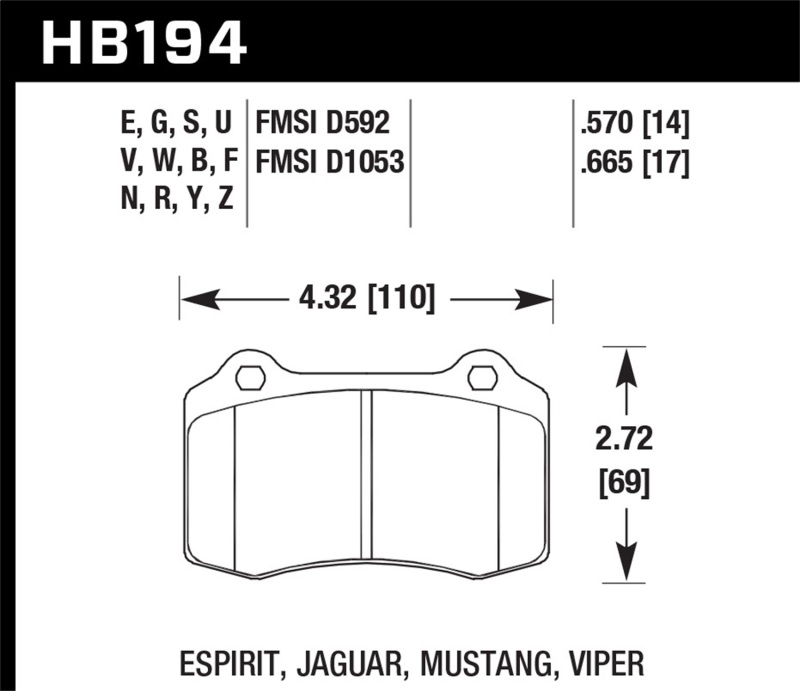 Picture of Hawk Performance HAWK HPS Brake Pad Sets - HB194F.665