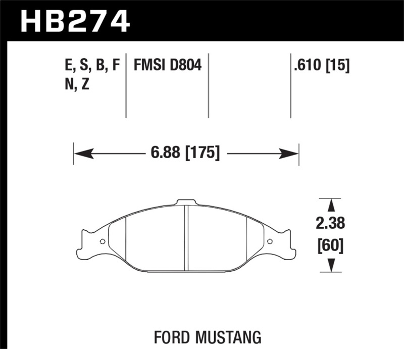 Picture of Hawk Performance HAWK HPS Brake Pad Sets - HB274F.610