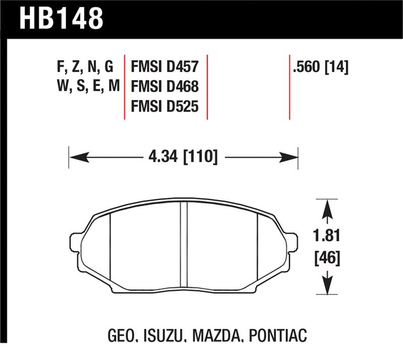 Picture of Hawk Performance HAWK Blue 9012 Brake Pad Sets - HB148E.560