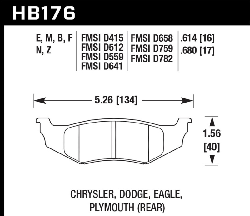 Picture of Hawk Performance HAWK HP+ Brake Pad Sets Rear - HB176N.614