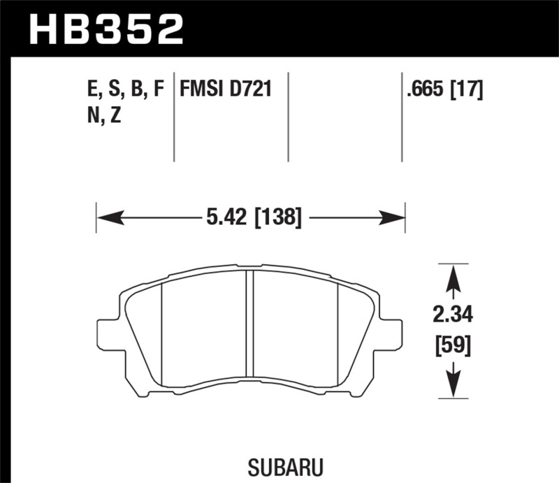 Picture of Hawk Performance HAWK HPS Brake Pad Sets - HB352F.665