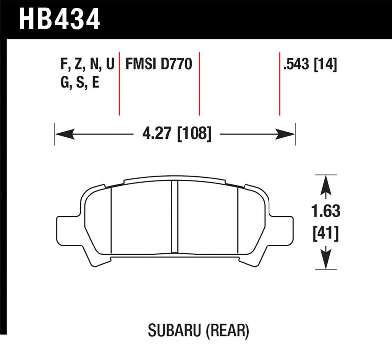 Picture of Hawk Performance HAWK HPS Brake Pad Sets - HB434F.543
