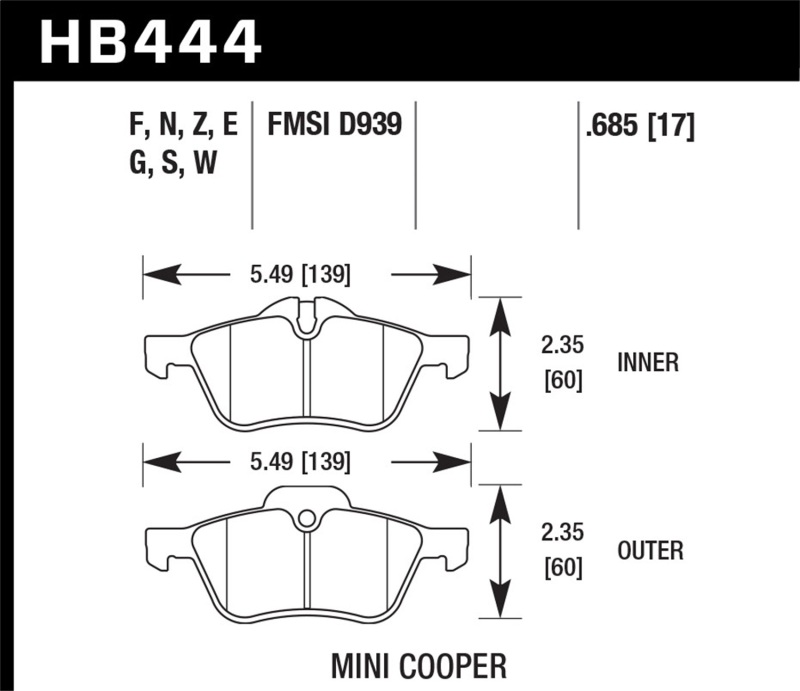 Picture of Hawk Performance HAWK HP+ Brake Pad Sets - HB444N.685