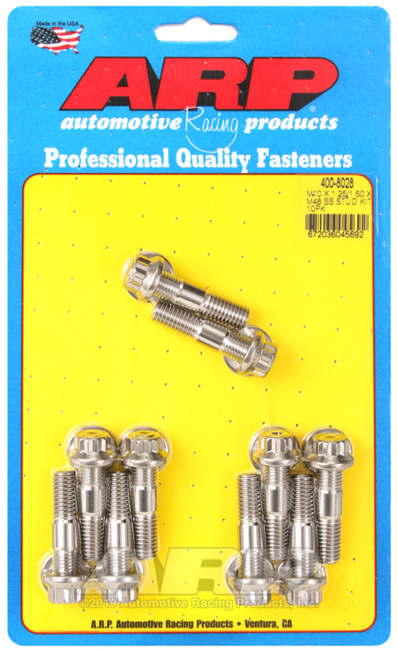 Picture of ARP M10 x 1.25/1.50 x 48mm Broached 10 Piece Stud Kit