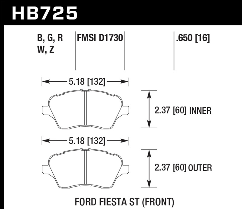 Picture of Hawk Performance HAWK HP+ Brake Pad Sets - HB725N.650