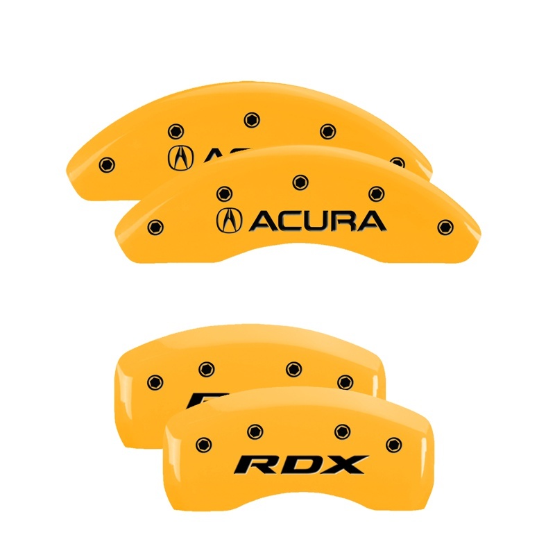 Picture of MGP 4 Caliper Covers Engraved Front Acura Rear TLX Yellow Finish Black Char 2019 Acura RDX
