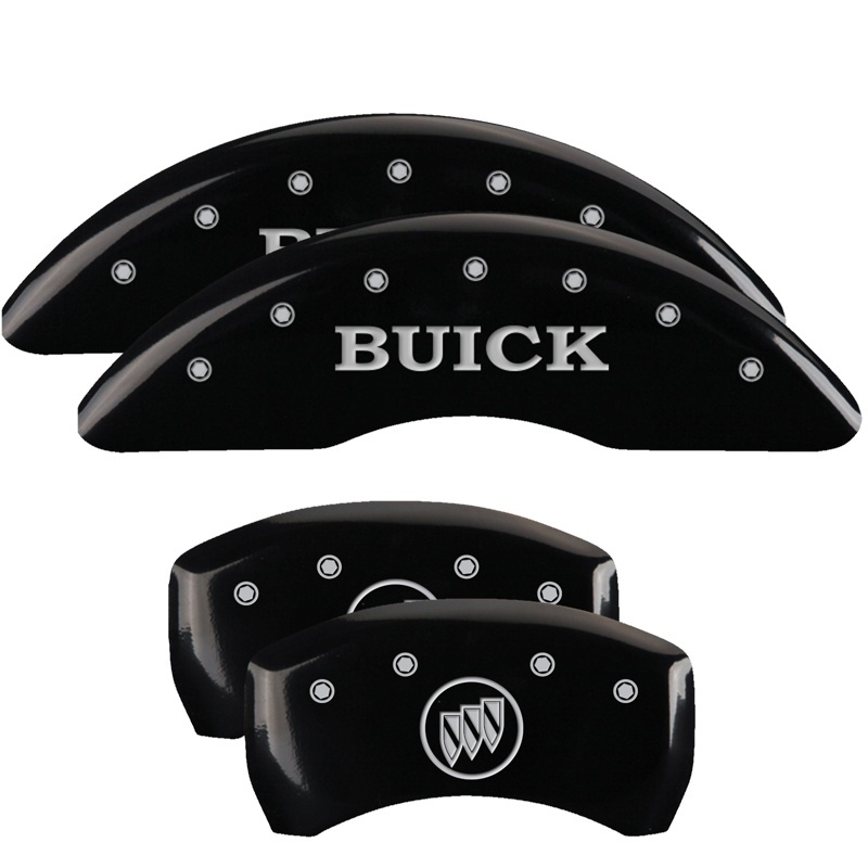 Picture of MGP 4 Caliper Covers Engraved Front Buick Rear Black Finish Silver Char 2018 Buick Enclave