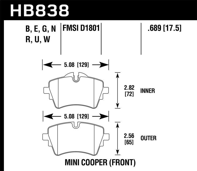 Picture of Hawk Performance HAWK HPS 5.0 Brake Pad Sets - HB838B.689