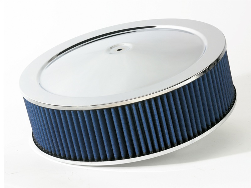 Picture of aFe MagnumFLOW Air Filters Round Racing P5R A/F Chrome Assy 14x4: Blk/Blue E/M