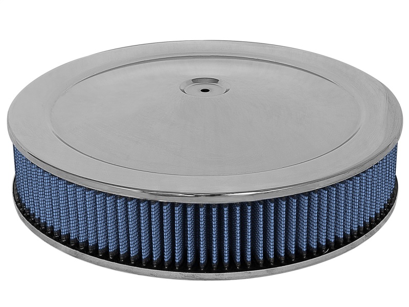 Picture of aFe MagnumFLOW Air Filters Round Racing P5R A/F Chrome Assy 14x3: Blk/Blue