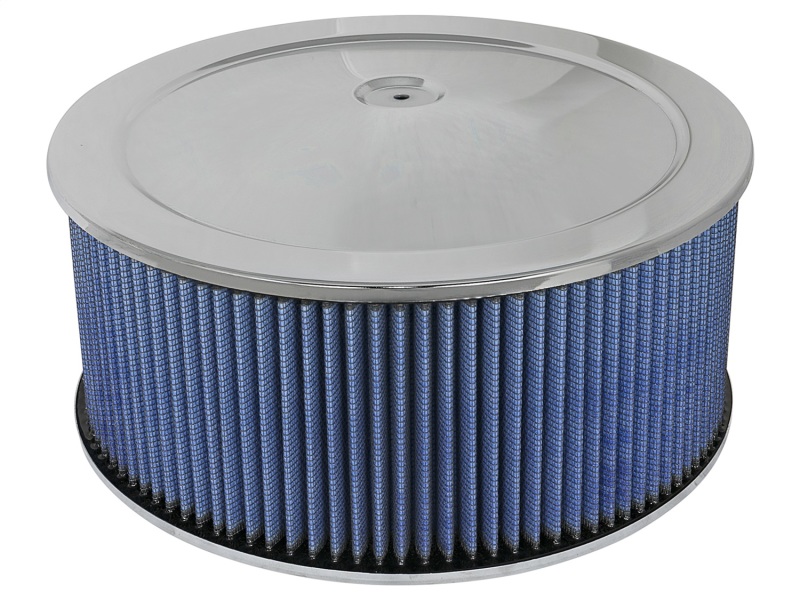 Picture of aFe MagnumFLOW Air Filters Round Racing P5R A/F Chrome Assy 14x6: Blk/Blue E/M