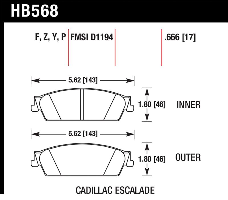 Picture of Hawk Performance HAWK HPS Brake Pad Sets Rear - HB568F.666