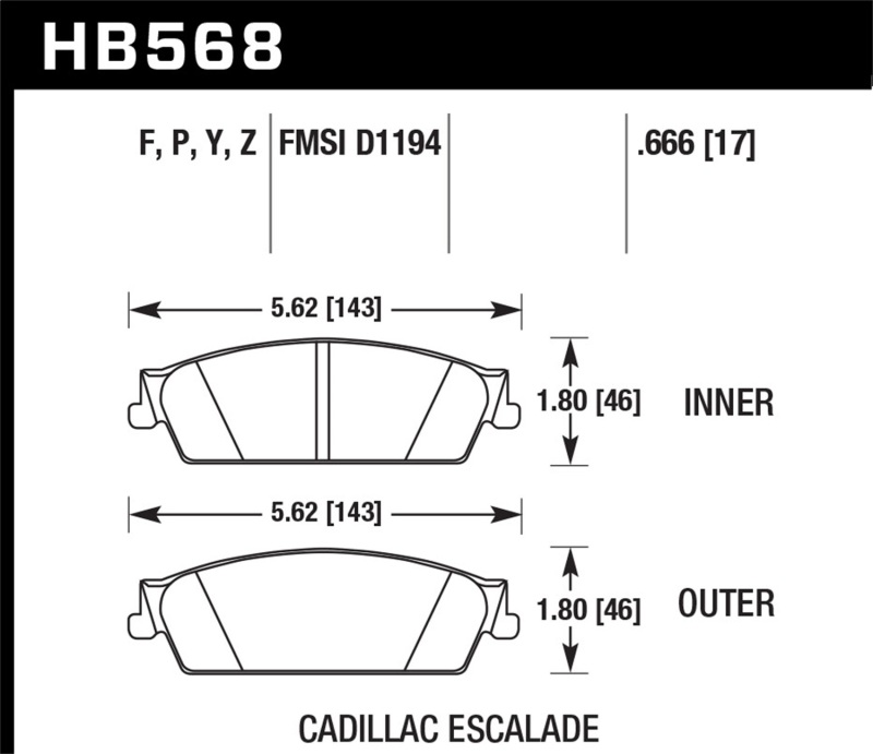 Picture of Hawk Performance HAWK Ceramic Brake Pad Sets - HB568Z.666