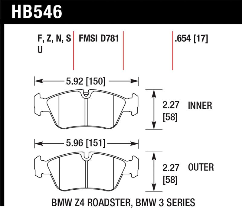Picture of Hawk Performance HAWK HP+ Brake Pad Sets - HB546N.654
