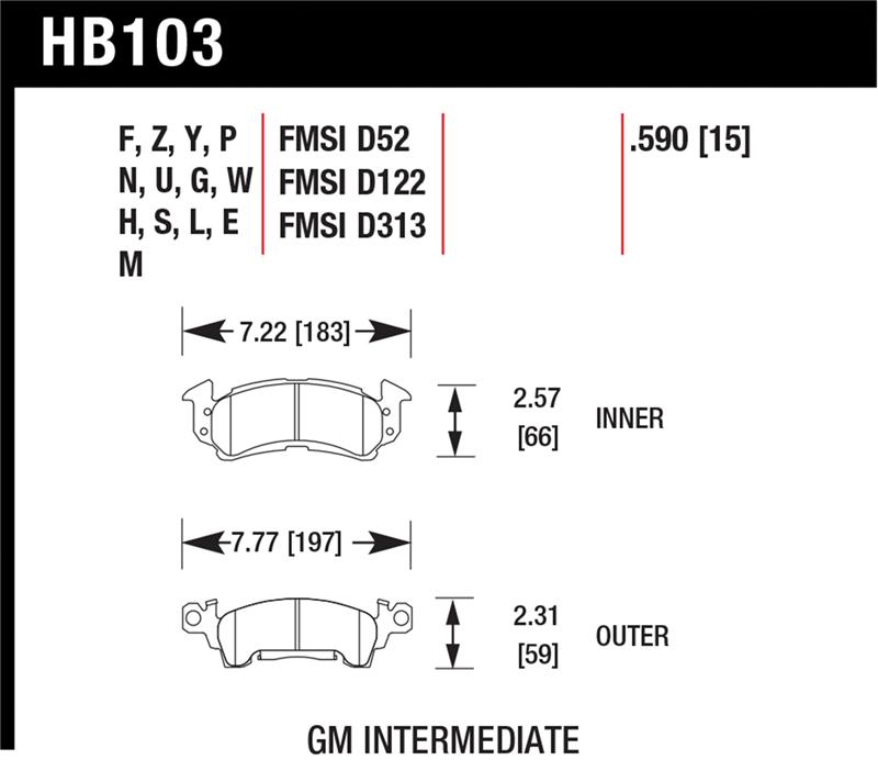 Picture of Hawk Performance HAWK HP+ Brake Pad Sets - HB103N.590