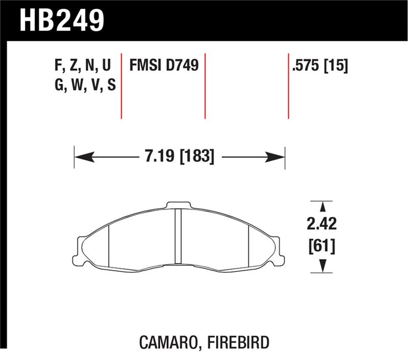 Picture of Hawk Performance HAWK HPS Brake Pad Sets - HB249F.575