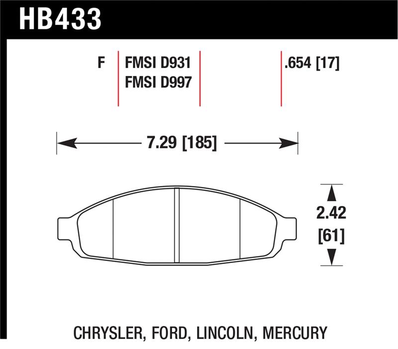 Picture of Hawk Performance HAWK HPS Brake Pad Sets - HB433F.654