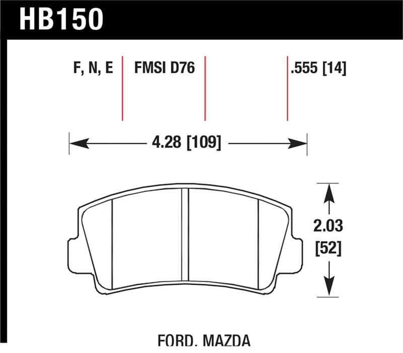 Picture of Hawk Performance HAWK HPS Brake Pad Sets - HB150F.555