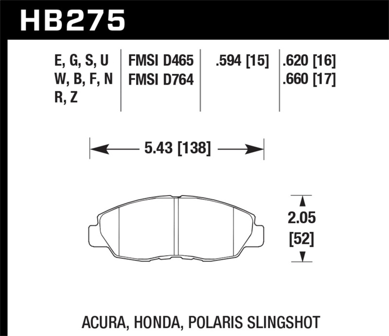 Picture of Hawk Performance HAWK HPS Brake Pad Sets - HB275F.660