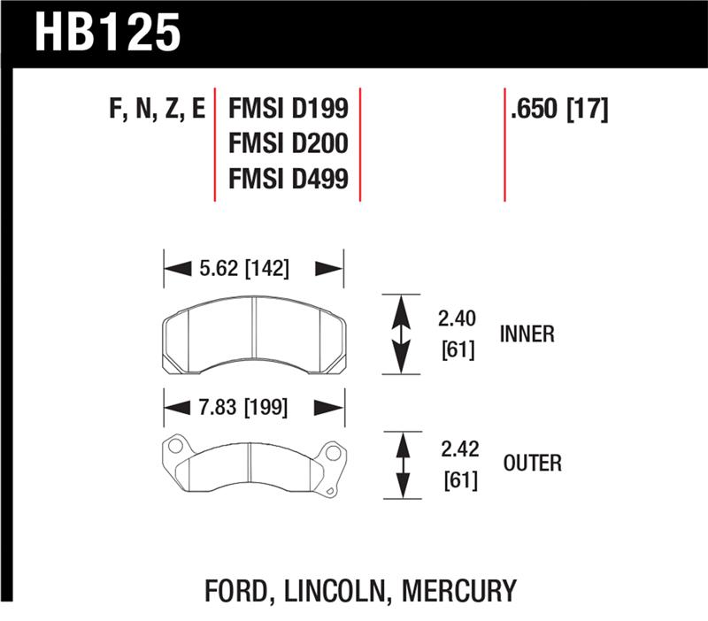 Picture of Hawk Performance HAWK HPS Brake Pad Sets - HB125F.650